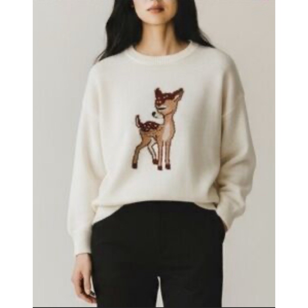 Sincerely Jules Women's XS Deer Sweater With Matching Coin Purse Ivory NEW‎